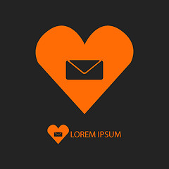Image showing Orange love mail sign on black
