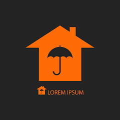 Image showing Orange house with umbrella