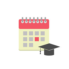 Image showing Flat style calendar icon with graduation hat