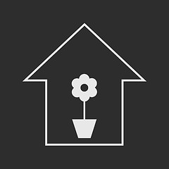 Image showing House with plant. White on dark grey