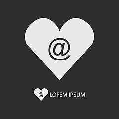 Image showing White love mail symbol on dark grey background