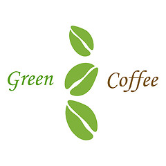 Image showing Three green coffee beans on white