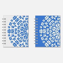 Image showing Two blue and white notebook covers design