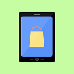 Image showing Flat style touch pad with shopping bag