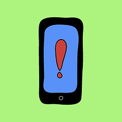 Image showing Doodle style phone with warning sign