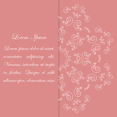 Image showing Pink card design with ornate floral pattern