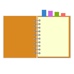 Image showing Blank notebook with colorful bookmarks