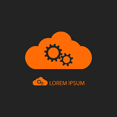 Image showing Orange cloud with gear wheels on black background