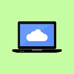 Image showing Flat style laptop with cloud 