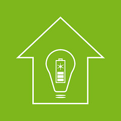 Image showing Eco house with solar battery. White on green