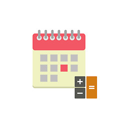 Image showing Flat style calendar icon with calculator