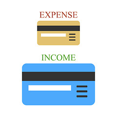 Image showing Two bank cards as sings of income and expense