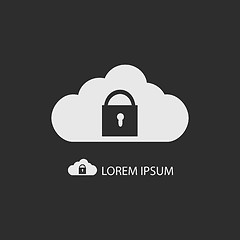 Image showing White cloud with lock on dark grey