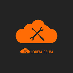 Image showing Orange cloud with settings sign on black