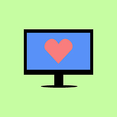 Image showing Flat style computer with red heart