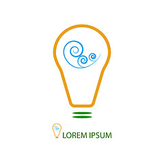 Image showing Color bulb with wind sign as eco energy symbol