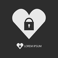 Image showing White heart with lock logo on dark grey background