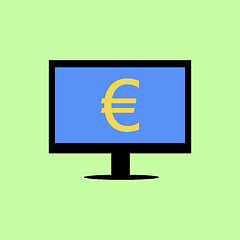 Image showing Flat style computer with euro