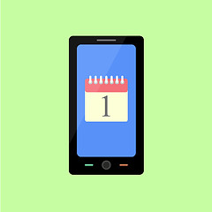 Image showing Flat style smart phone with calendar