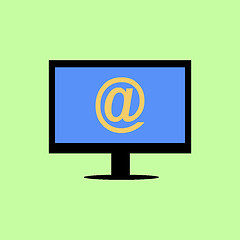 Image showing Flat style computer with mail sign