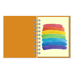 Image showing Spiral notebook with watercolor rainbow