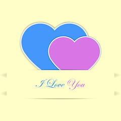 Image showing Valentine card with blue and pink hearts