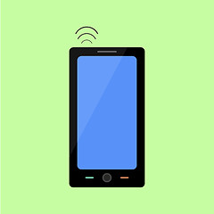 Image showing Flat style smart phone with wireless connection