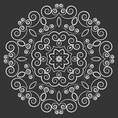 Image showing Round lacy vintage pattern on black background