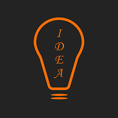 Image showing Orange bulb with idea text on black