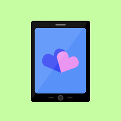 Image showing Flat style touch pad with hearts