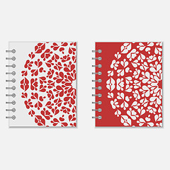 Image showing Two red and white notebook covers design