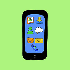 Image showing Doodle style phone with apps icons