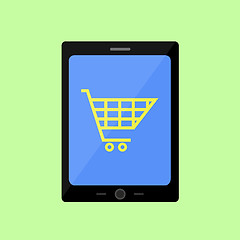 Image showing Flat style touch pad with shopping cart