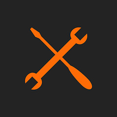 Image showing Orange crossed tools on black