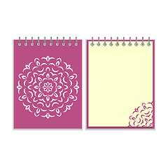Image showing Spiral purple cover notebook with round ornate pattern