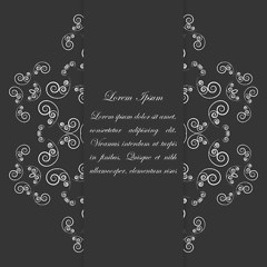 Image showing Black and white card design with ornate floral pattern