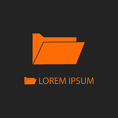 Image showing Orange computer folder as logo on black