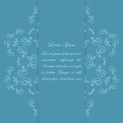 Image showing Blue card design with ornate floral pattern