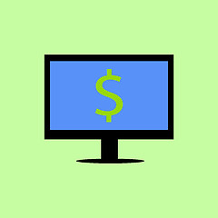 Image showing Flat style computer with dollar
