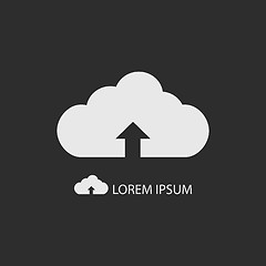 Image showing White cloud with uploading sign as logo on dark grey