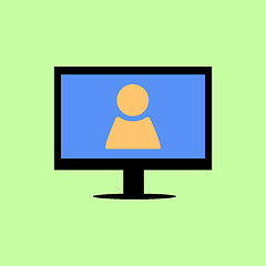 Image showing Flat style computer with person sign