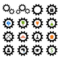 Image showing Set of gear wheel logos