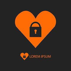 Image showing Orange heart with lock logo on black