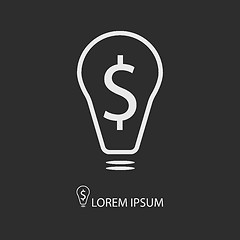 Image showing White bulb with dollar on dark grey background