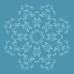 Image showing Ornate flower pattern on blue background