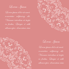 Image showing Pink background with white vintage ornate pattern