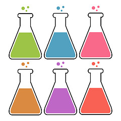 Image showing Set of flasks with color liquid