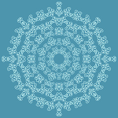 Image showing Round ornate pattern on blue background