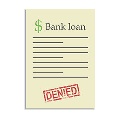 Image showing Bank loan document with denied stamp