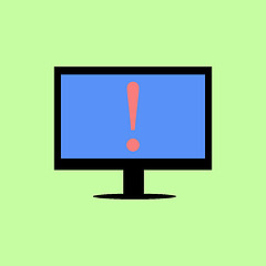 Image showing Flat style computer with warning sign